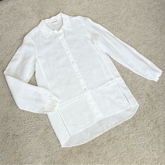 DKNY Pure Linen Convertible Sleeve Button Down Shirt - Picture 14 of 15